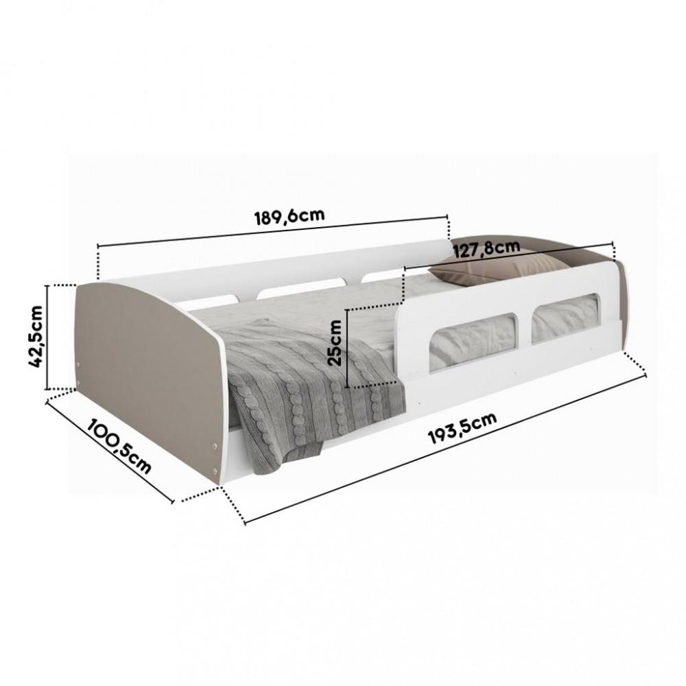 Cama Infantil Montessoriana Solteiro com Proteção Lateral Jardim Movelbras - 3
