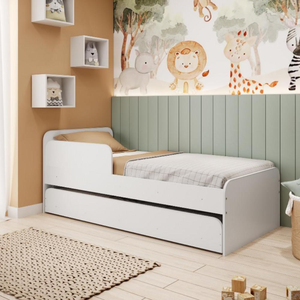 Bicama Infantil Solteiro com Proteção Lateral Caracol Movelbras - 1