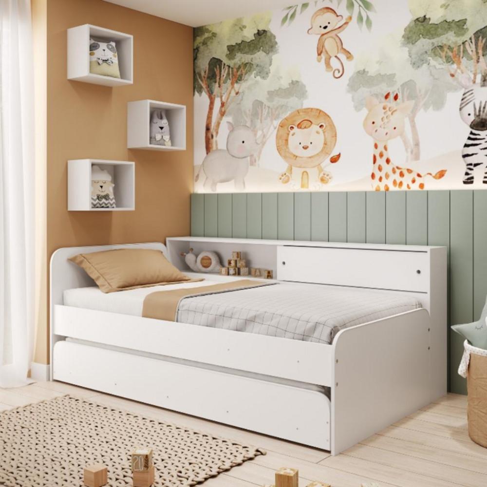 Bicama Infantil Solteiro com Módulo Lateral Caracol Movelbras - 1