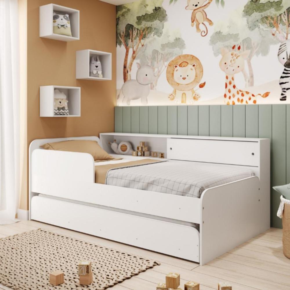 Bicama Infantil Solteiro com Módulo e Proteção Lateral Caracol Movelbras - 1