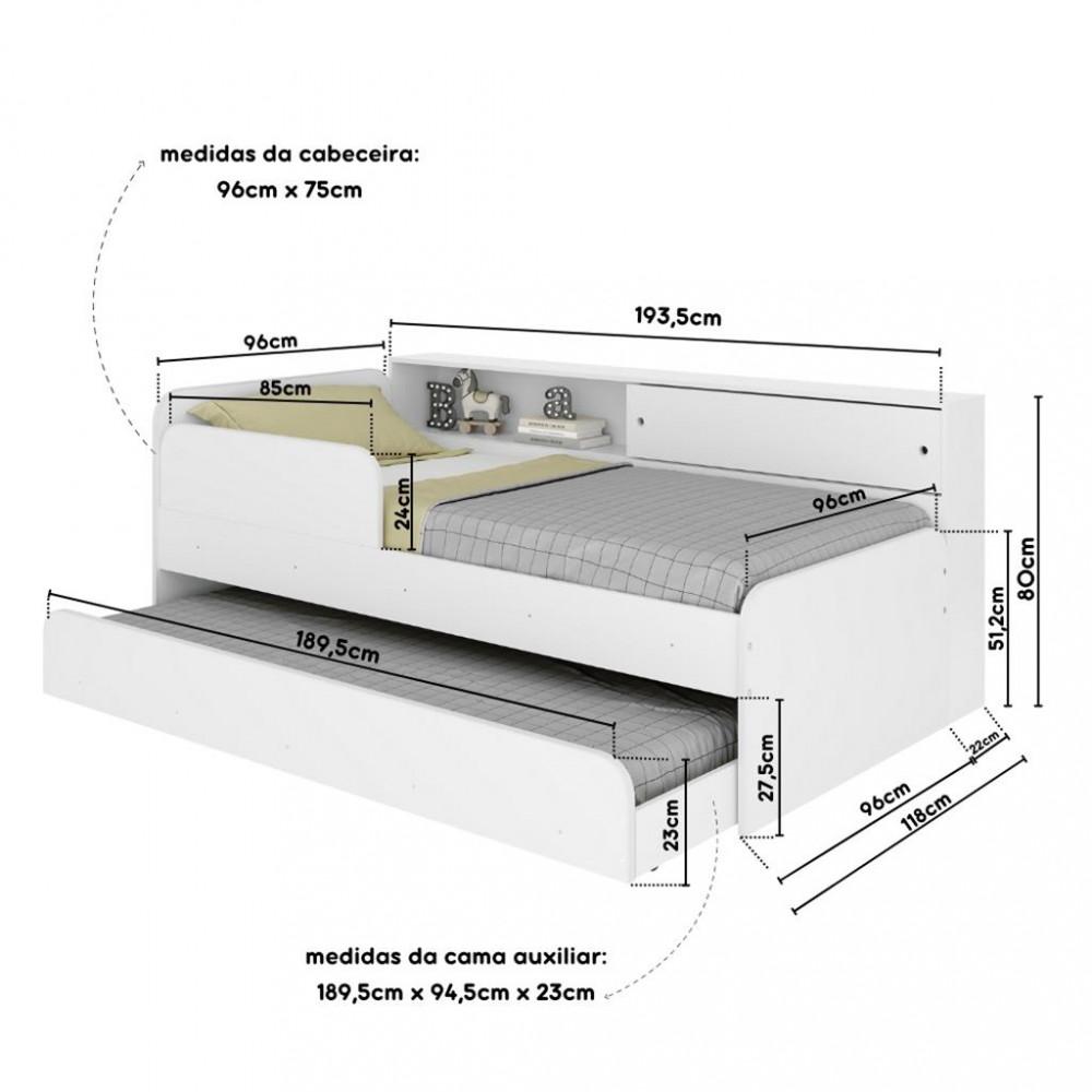 Bicama Infantil Solteiro com Módulo e Proteção Lateral Caracol Movelbras - 3