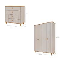 Quarto de Infantil Completo Guarda Roupa 4 Portas e Cômoda 4 Gavetas 100 MDF Lívia Permobili - 3