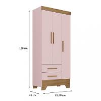 Guarda Roupa Infantil 3 Portas 2 Gavetas Catavento Rodial - 4