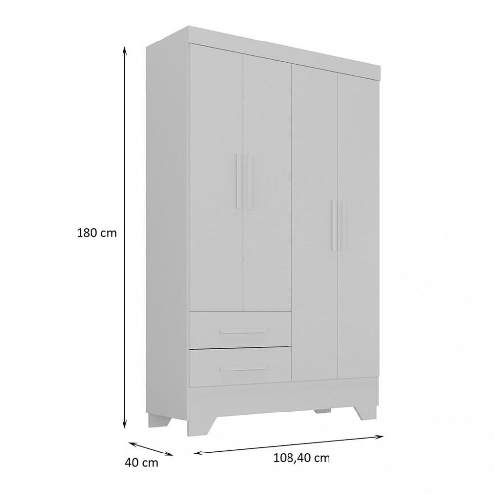 Guarda Roupa Infantil 4 Portas 2 Gavetas Catavento Rodial - 4