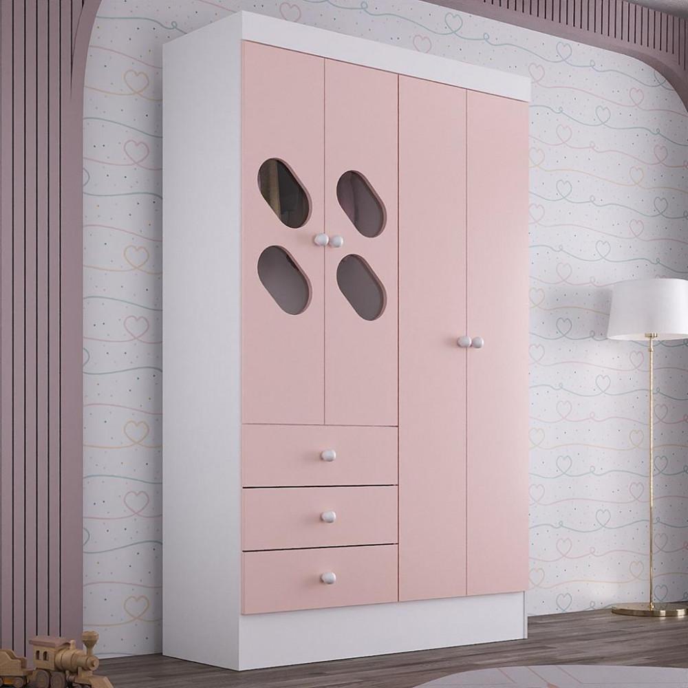 Guarda Roupa Infantil 4 Portas com Janela 2 Gavetas Maya Rodial - 1