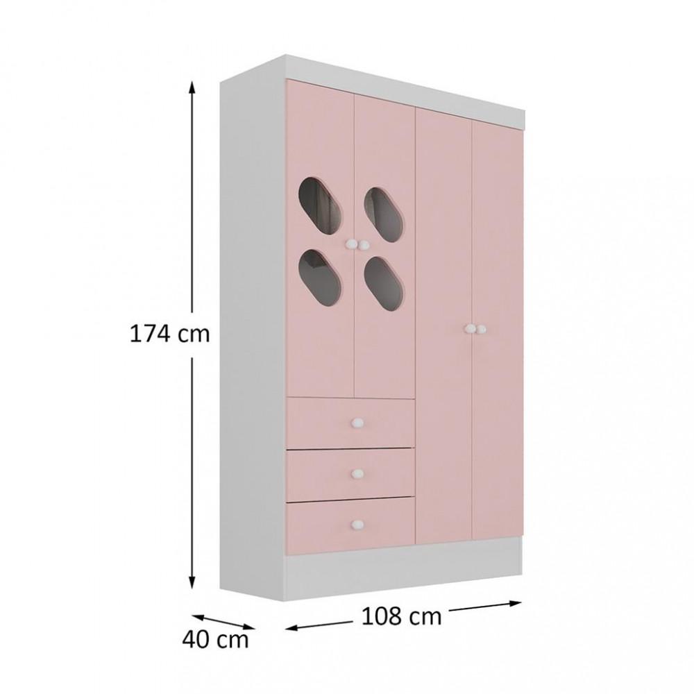 Guarda Roupa Infantil 4 Portas com Janela 2 Gavetas Maya Rodial - 4