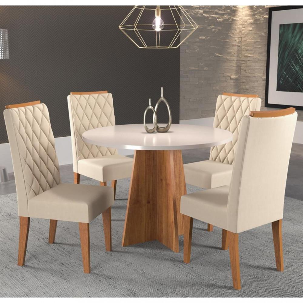 Conjunto Sala de Jantar Mesa 90cm Celeste 4 Cadeiras Iza Viero - 1