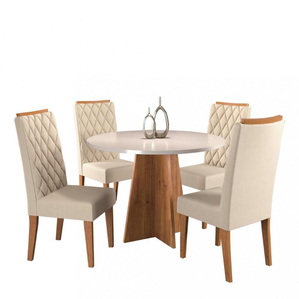 Conjunto Sala de Jantar Mesa 90cm Celeste 4 Cadeiras Iza Viero - 2