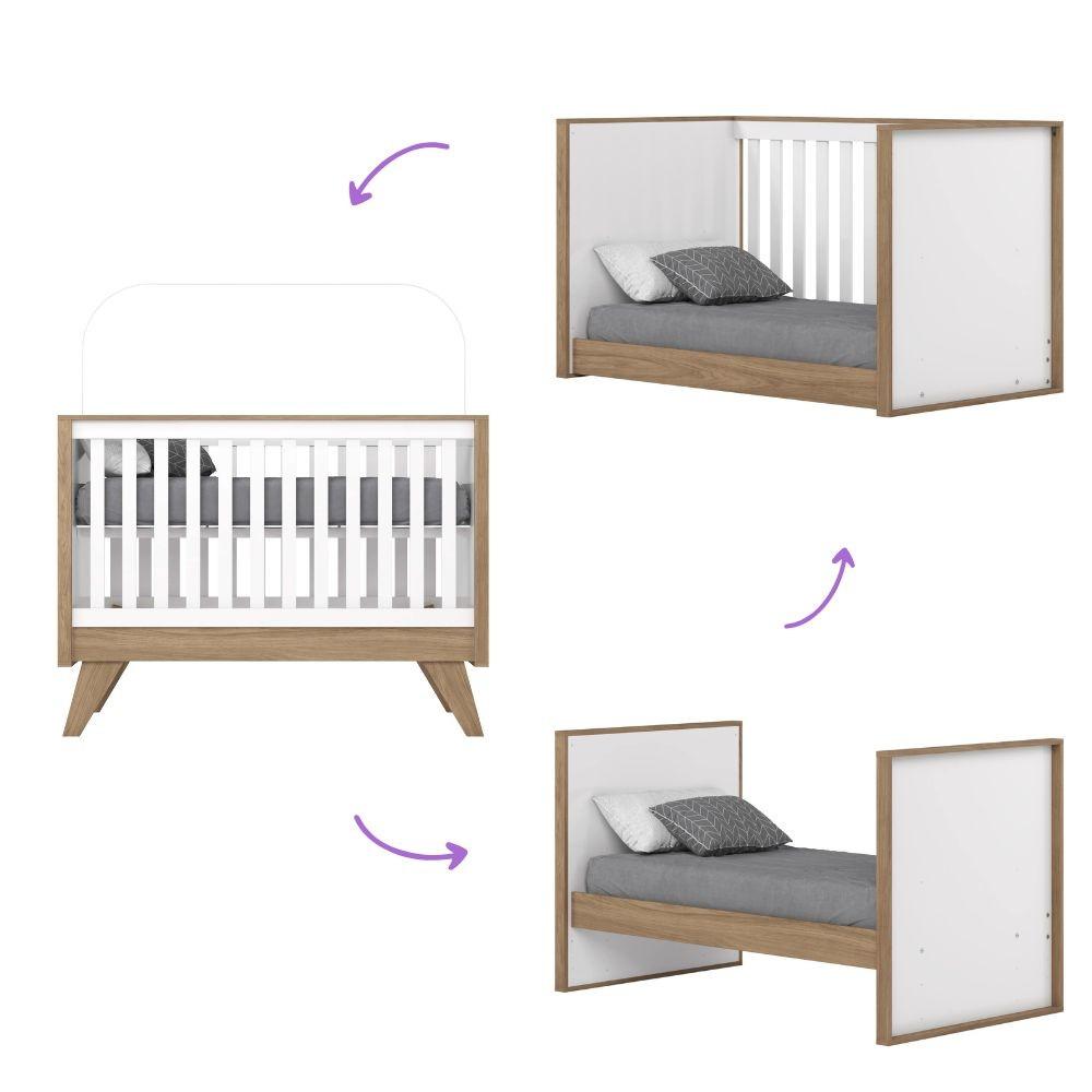 Quarto de Bebê com Cômoda 3 Gavetas e Berço 3 em 1 Lola Henn - 3