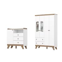 Quarto de Bebê com Guarda Roupa 4 Portas e Cômoda 3 Gavetas Lola Henn - 2