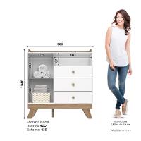 Cômoda Infantil 3 Gavetas 1 Porta com Pés Lola Henn