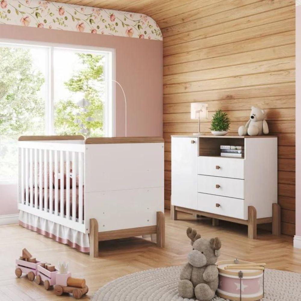 Quarto de Bebê Berço 2 em 1 e Cômoda 4 Gavetas Ternura Henn - 1