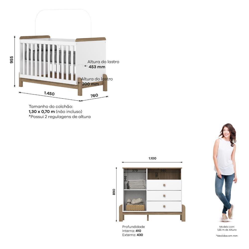 Quarto de Bebê Berço 2 em 1 e Cômoda 4 Gavetas Ternura Henn - 6