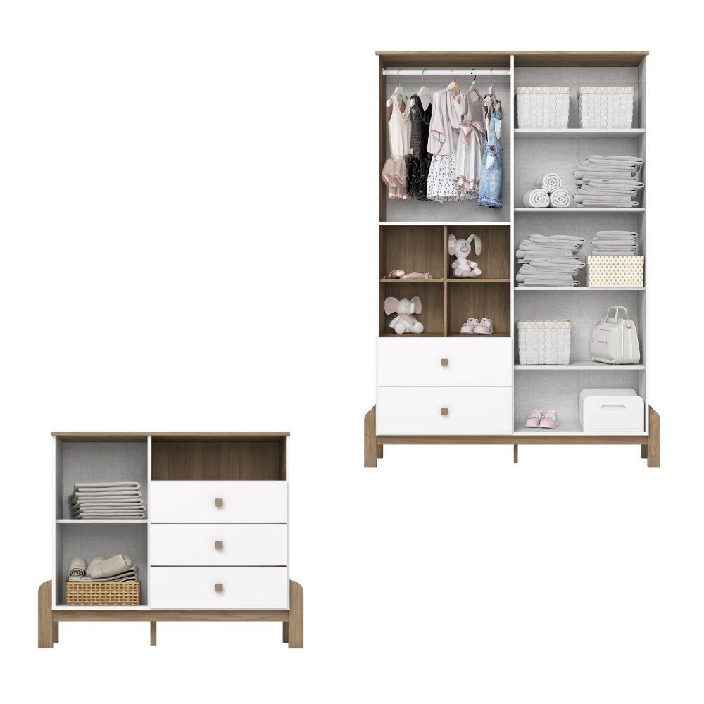 Quarto de Bebê Guarda Roupa 4 Portas e Cômoda Ternura Henn - 3