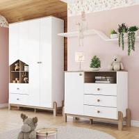 Quarto de Bebê Guarda Roupa 4 Portas e Cômoda Ternura Henn - 1