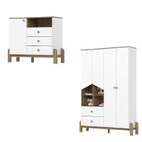 Quarto de Bebê Guarda Roupa 4 Portas e Cômoda Ternura Henn - 2