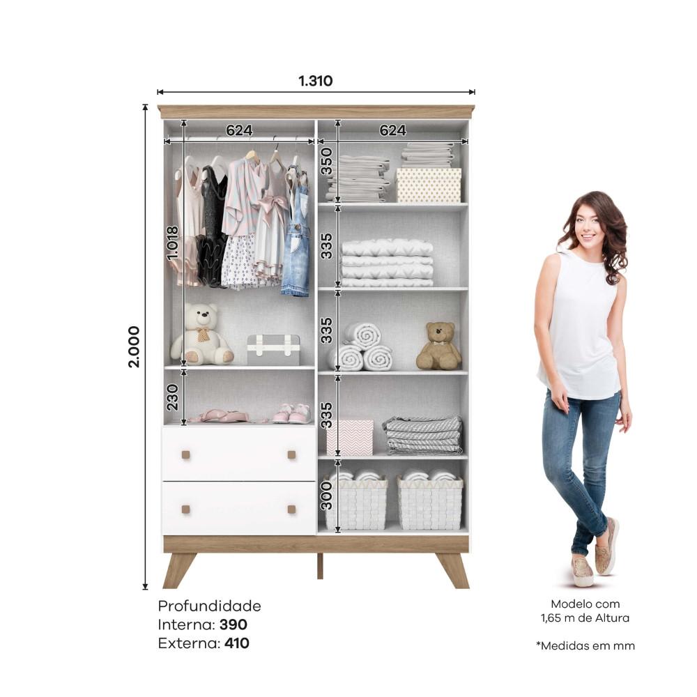 Guarda Roupa Infantil 4 Portas 2 Gavetas com Pés Lola Henn - 4