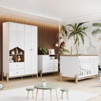 Quarto de Bebê Completo Berço 2 em 1 Guarda Roupa 4 portas e Cômoda Ternura Henn - 1