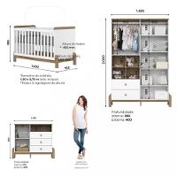 Quarto de Bebê Completo Berço 2 em 1 Guarda Roupa 4 portas e Cômoda Ternura Henn