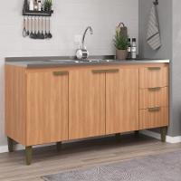 Balcão 3 Portas 3 Gavetas 160cm Sem Tampo Sara J Carvalho - 1