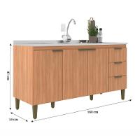 Balcão 3 Portas 3 Gavetas 160cm Sem Tampo Sara J Carvalho - 4