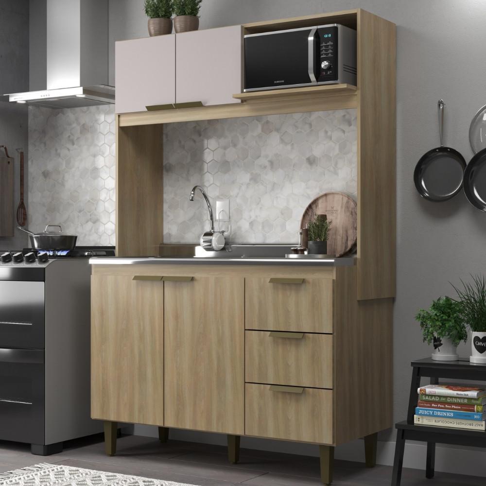 Cozinha Compacta 4 Portas 3 Gavetas Sofia J Carvalho - 1