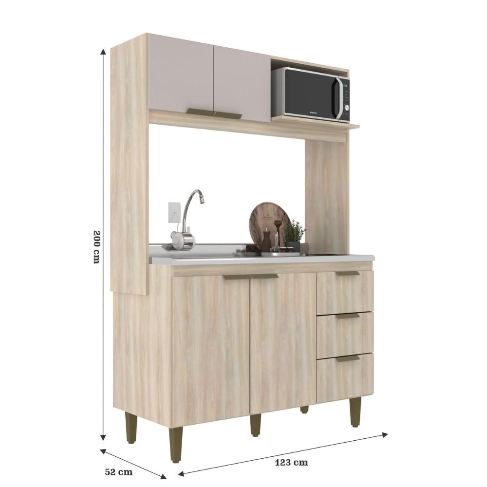 Cozinha Compacta 4 Portas 3 Gavetas Sofia J Carvalho - 4