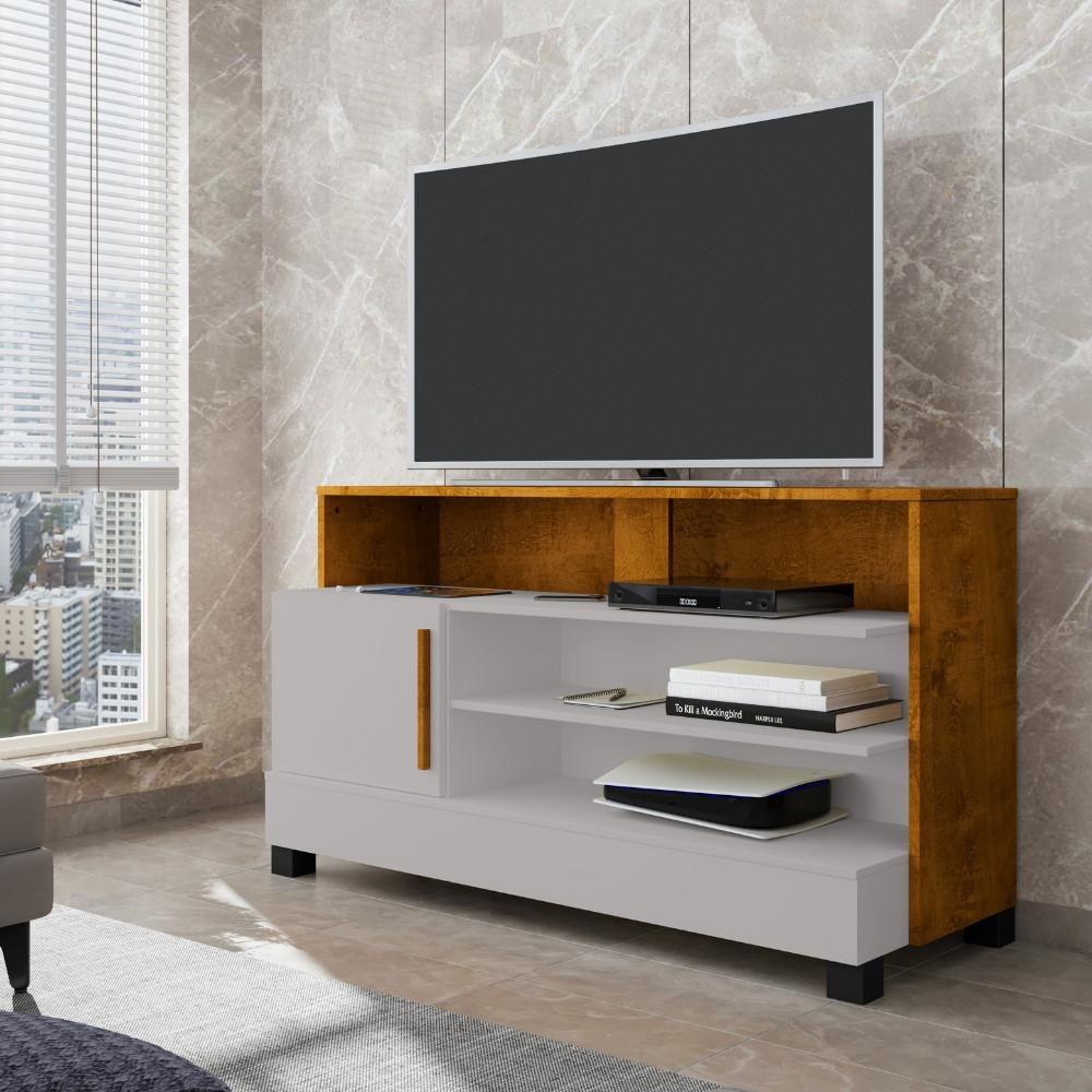 Rack para TV até 48 Polegadas 1 Porta com Pés de Madeira Pipa Bechara - 1