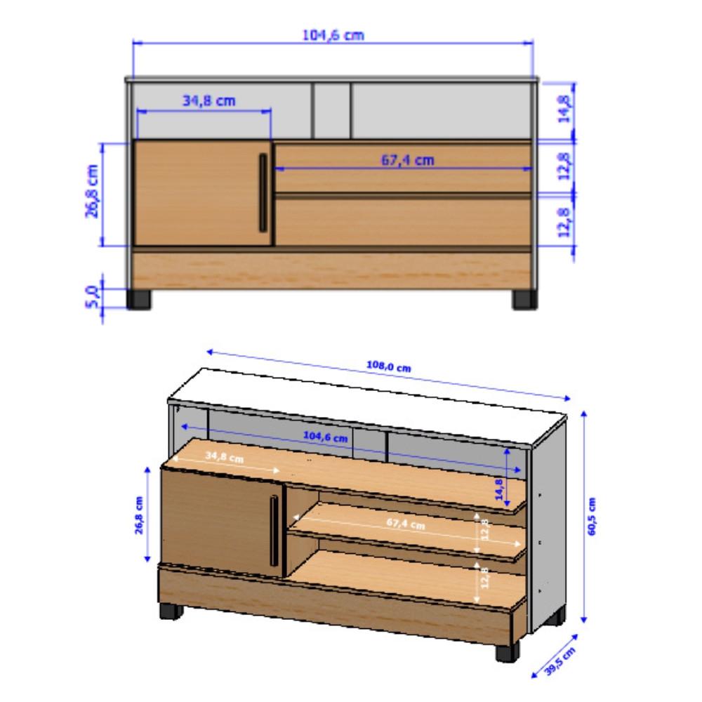 Rack para TV até 48 Polegadas 1 Porta com Pés de Madeira Pipa Bechara - 4