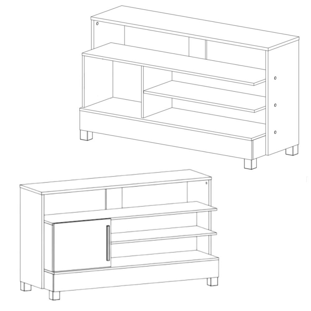 Rack para TV até 48 Polegadas 1 Porta com Pés de Madeira Pipa Bechara - 6