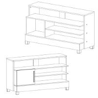 Rack para TV até 48 Polegadas 1 Porta com Pés de Madeira Pipa Bechara - 6