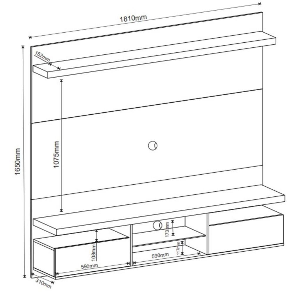 Painel para TV até 55 Polegadas com Espelho 2 Portas Brescia Viero - 3
