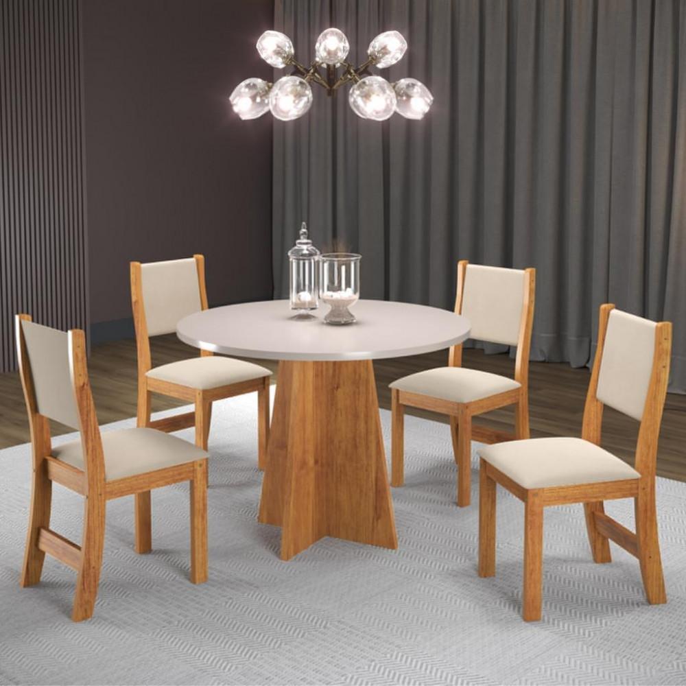 Conjunto Sala de Jantar Mesa Mirna 4 Cadeiras Sol Viero - 1