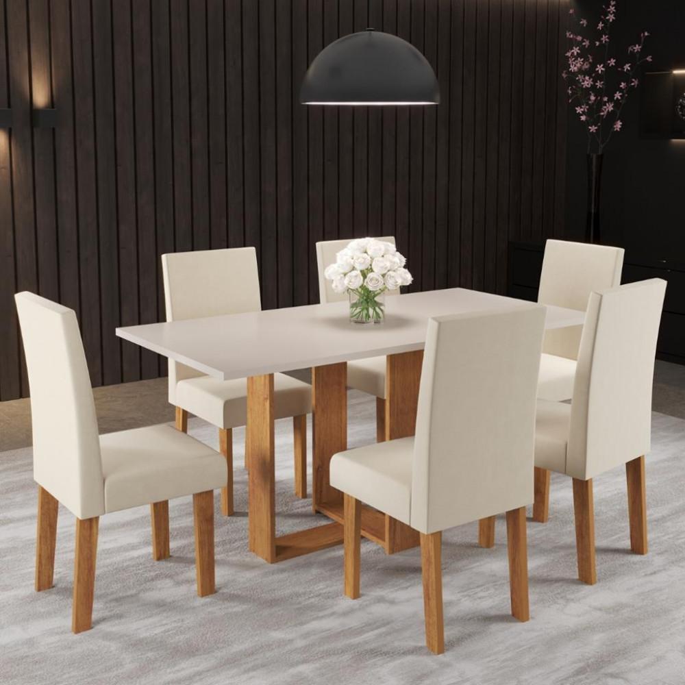 Conjunto Sala de Jantar Virtude 6 Cadeiras Venus Viero - 1
