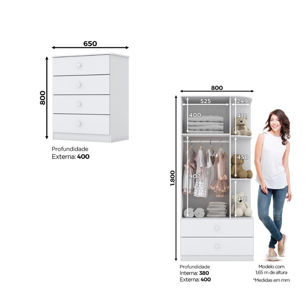 Quarto de Bebê com Guarda Roupa e Cômoda Labirinto Henn - 4