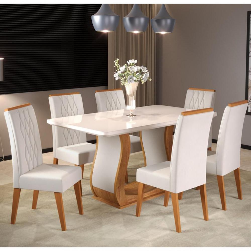 Conjunto Sala de Jantar Mesa Shakira 6 Cadeiras Cristal Viero - 1