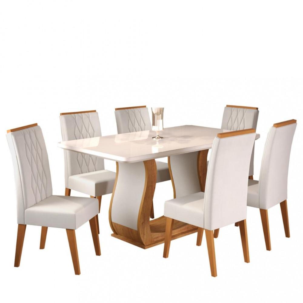 Conjunto Sala de Jantar Mesa Shakira 6 Cadeiras Cristal Viero - 2