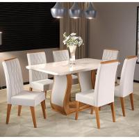 Conjunto Sala de Jantar Mesa Shakira 6 Cadeiras Cristal Viero - 1