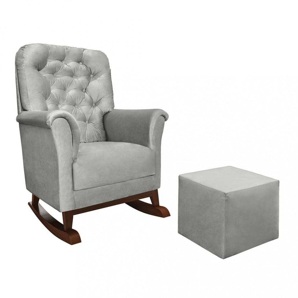 Poltrona de Amamentação Agatha Canoa com Puff Veludo Phoenix Baby - 2