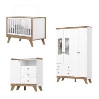 Quarto de Bebê Completo com Guarda Roupa 4 Portas Cômoda 3 Gavetas e Berço 3 em 1 Lola Henn - 2