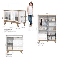 Quarto de Bebê Completo com Guarda Roupa 4 Portas Cômoda 3 Gavetas e Berço 3 em 1 Lola Henn - 4