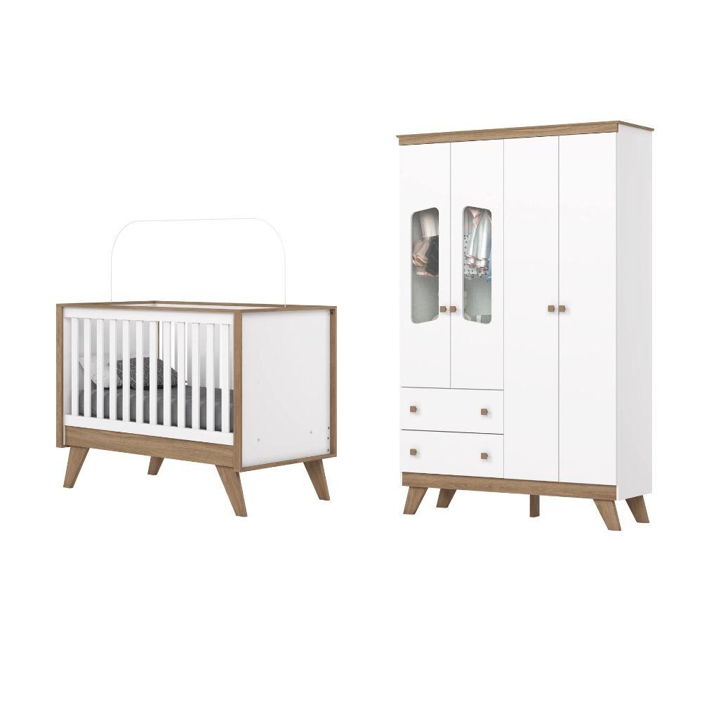 Quarto de Bebê com Guarda Roupa 4 Portas e Berço 3 em 1 Lola Henn - 2