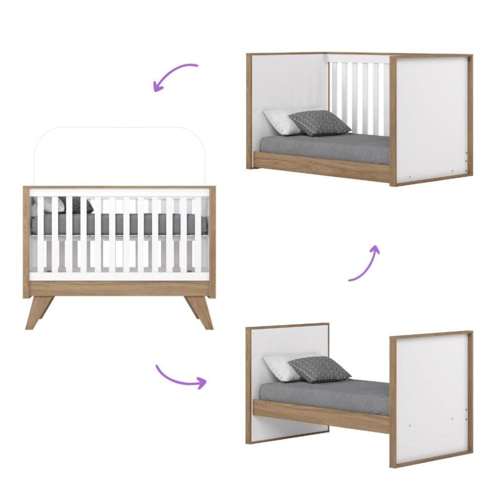 Quarto de Bebê com Guarda Roupa 4 Portas e Berço 3 em 1 Lola Henn - 3