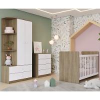 Quarto de Bebê Completo com Guarda Roupa 2 Portas Cômoda 4 Gavetas e Berço Labirinto Henn - 1