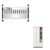 Quarto de Bebê Completo com Guarda Roupa 2 Portas Cômoda 4 Gavetas e Berço Labirinto Henn - 3