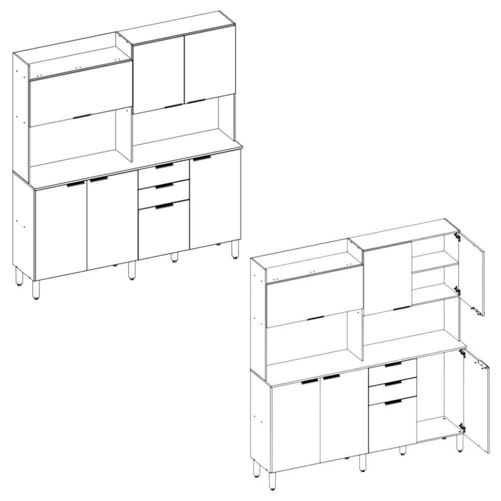 Cozinha Compacta 7 Portas 2 Gavetas com Tampo Pitaya Demóbile - 6