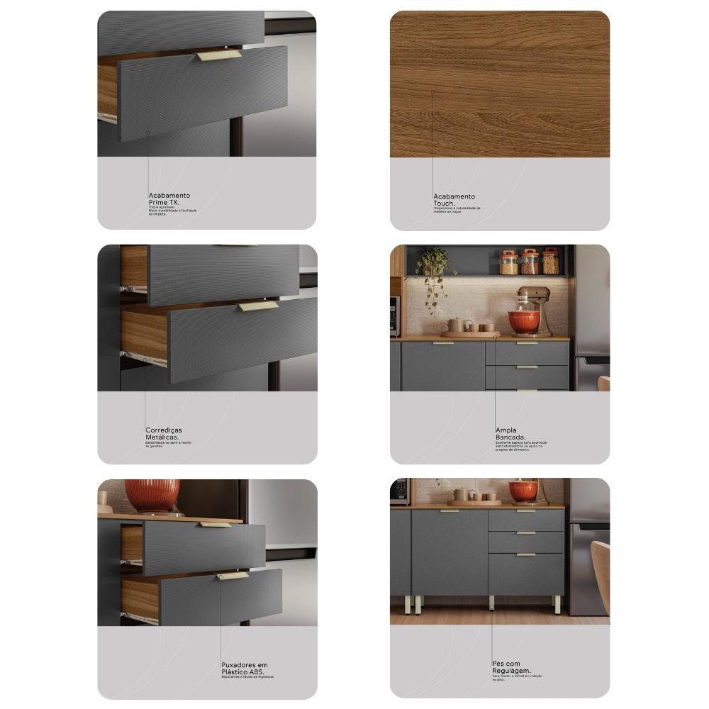 Cozinha Modulada 4 Peças com Tampo e Vidro Alba Demóbile - 6