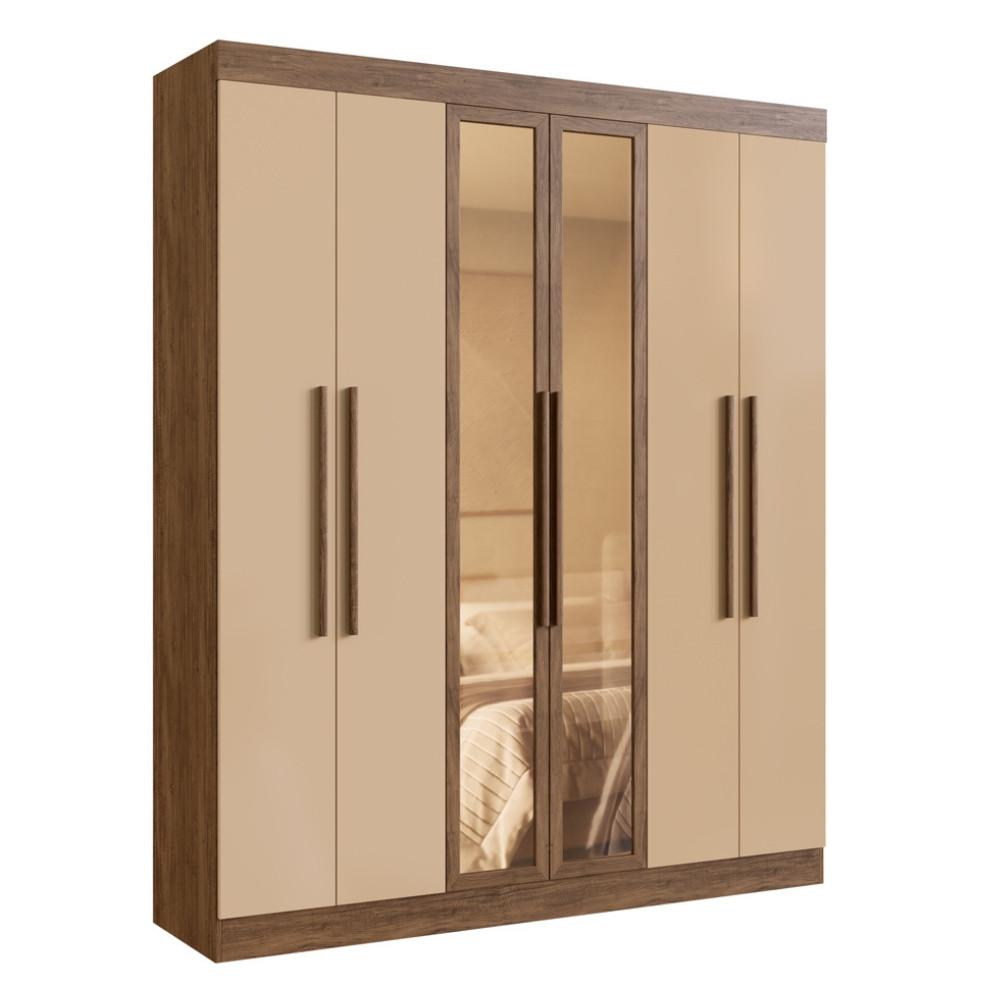 Guarda Roupa Casal com Vidro Reflecta 6 Portas 100 MDF Malibu Doripel - 2