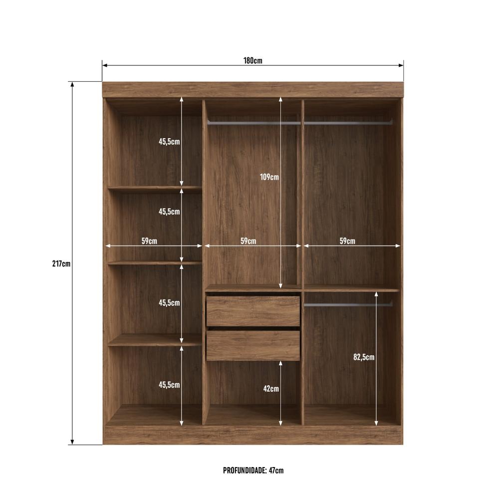 Guarda Roupa Casal com Vidro Reflecta 6 Portas 100 MDF Malibu Doripel - 4