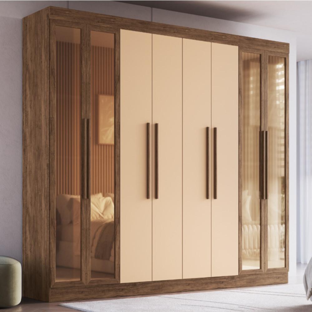 Guarda Roupa Casal com Vidro Reflecta 8 Portas 100 MDF Chicago Doripel - 1
